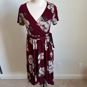 Floral faux wrap dress